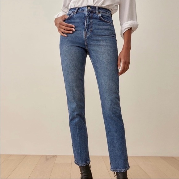 Reformation Denim - Reformation Straight-Leg Jeans in Medium Blue Wash